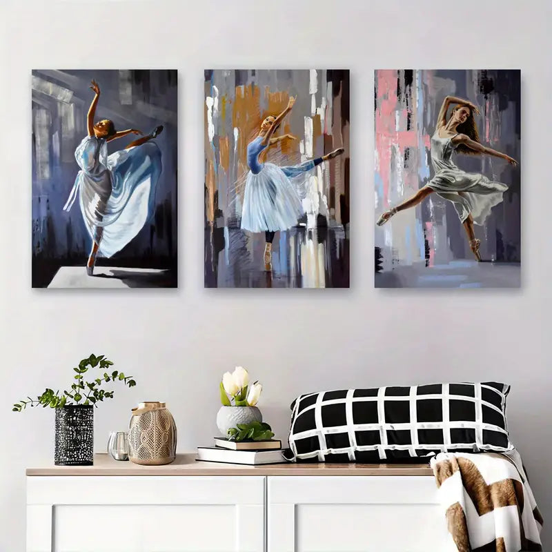 3pcs Bailarina De Ballet Metal Print Ready to Hang Art - Bella Home Decor