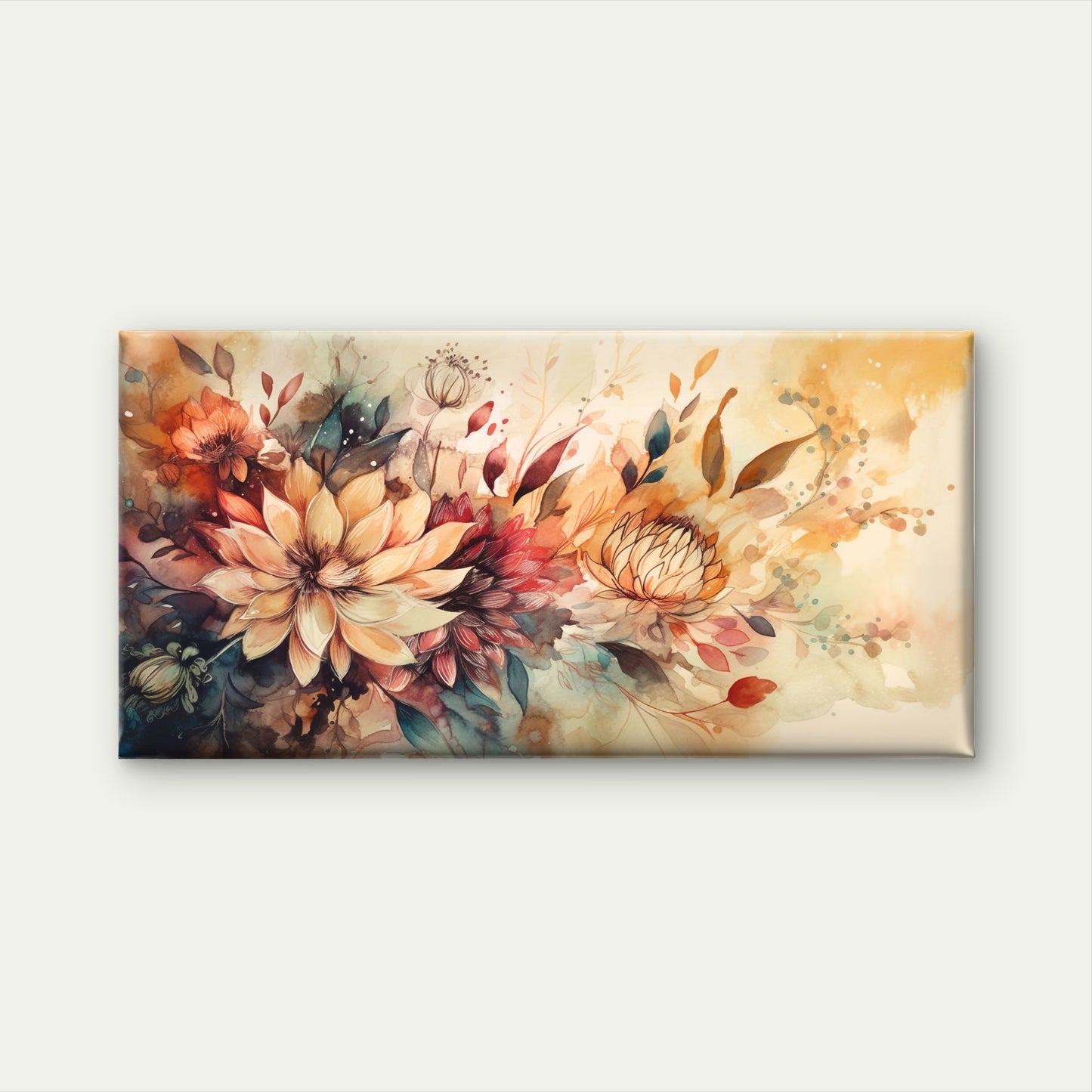 Elegant Botanical Bloom Paint Wall Art Canvas Office Home Room Framed 120x60cm
