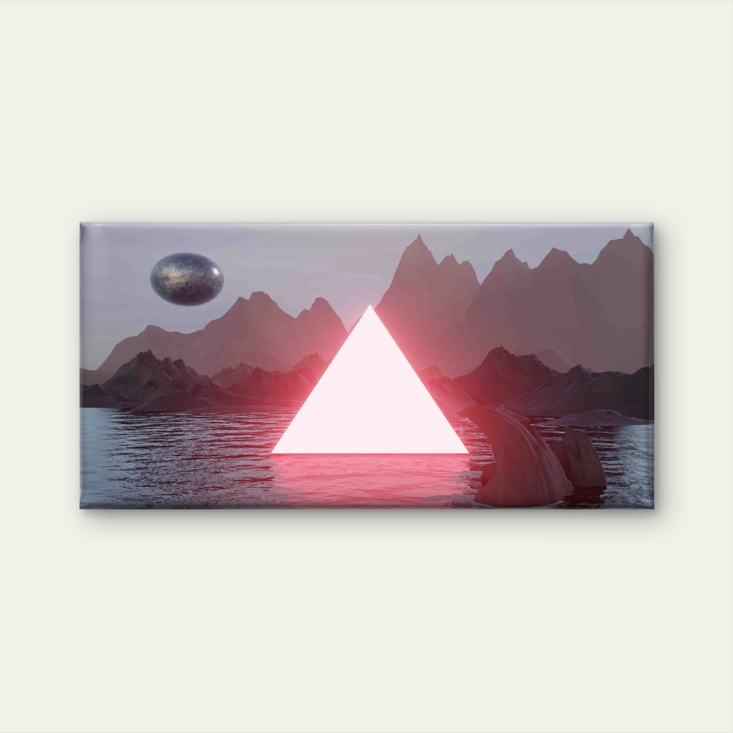 Neon Triangle Mountains Wall Art Canvas Office Home Room Framed 120x60cm