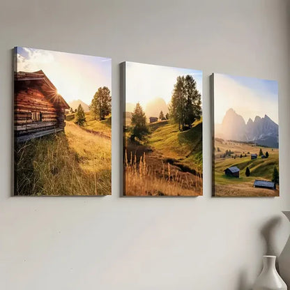 3pcs Modern Nature Plains Mountains Countryside Farmhouse Landscape Art Wall Art Canvas Unframed - High Quality Print 100% Australian Made Wall Canvas