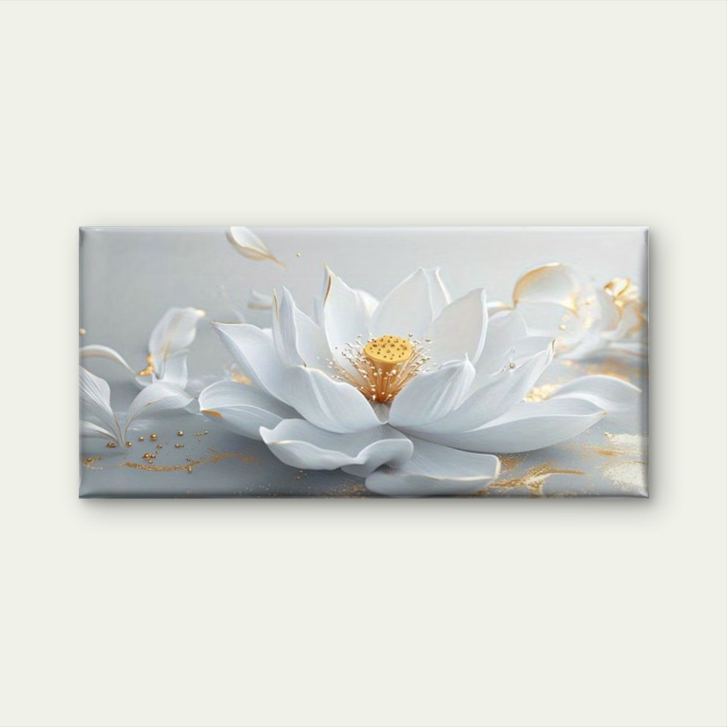 White for Lotus Flower Wall Art Canvas Office Home Room Framed 120x60cm
