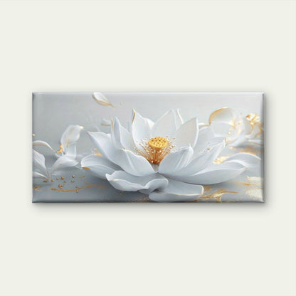 White for Lotus Flower Wall Art Canvas Office Home Room Framed 120x60cm
