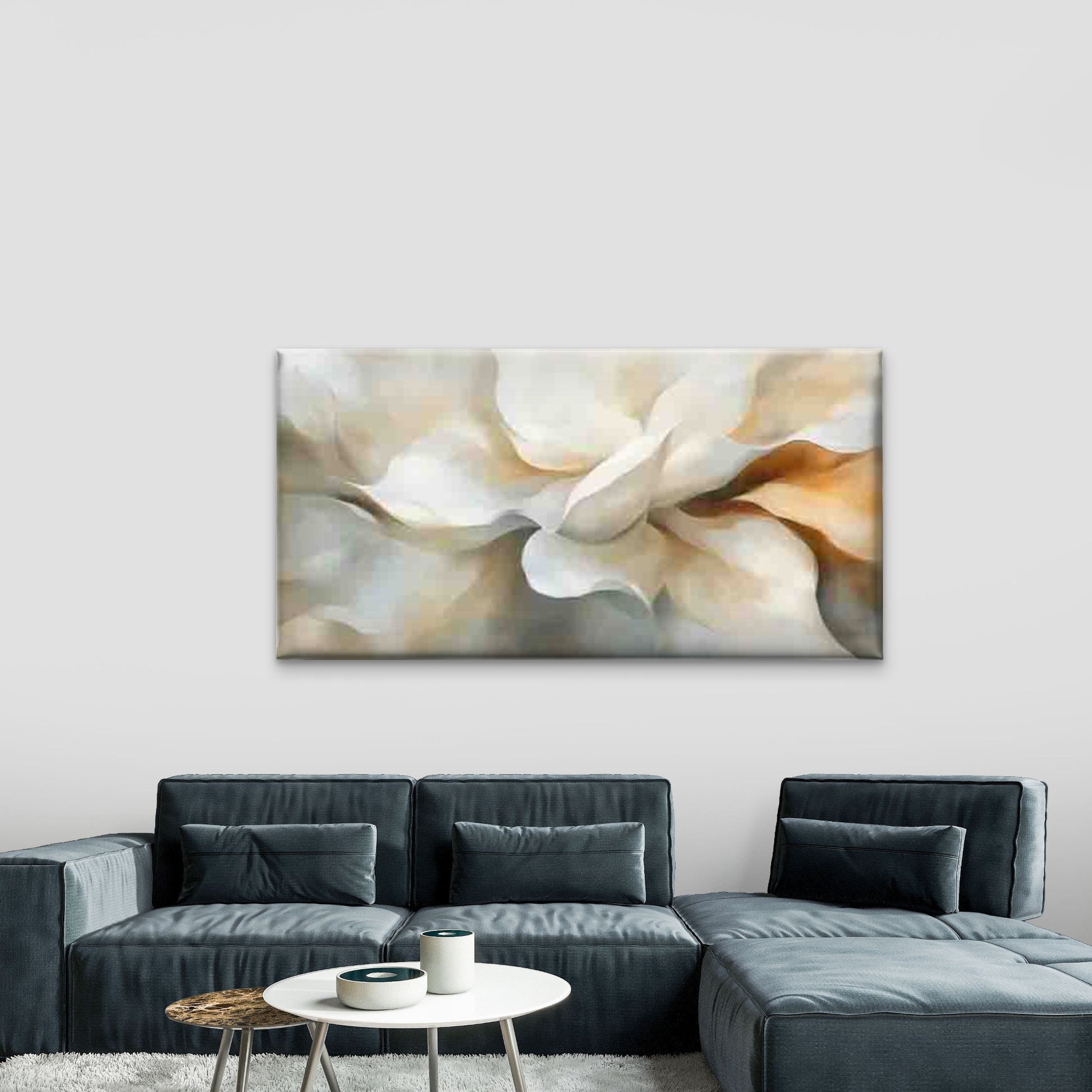 Abstract Petals in Soft Cream Wall Art Canvas Office Home Room Framed 120x60cm - Bella Home Decor
