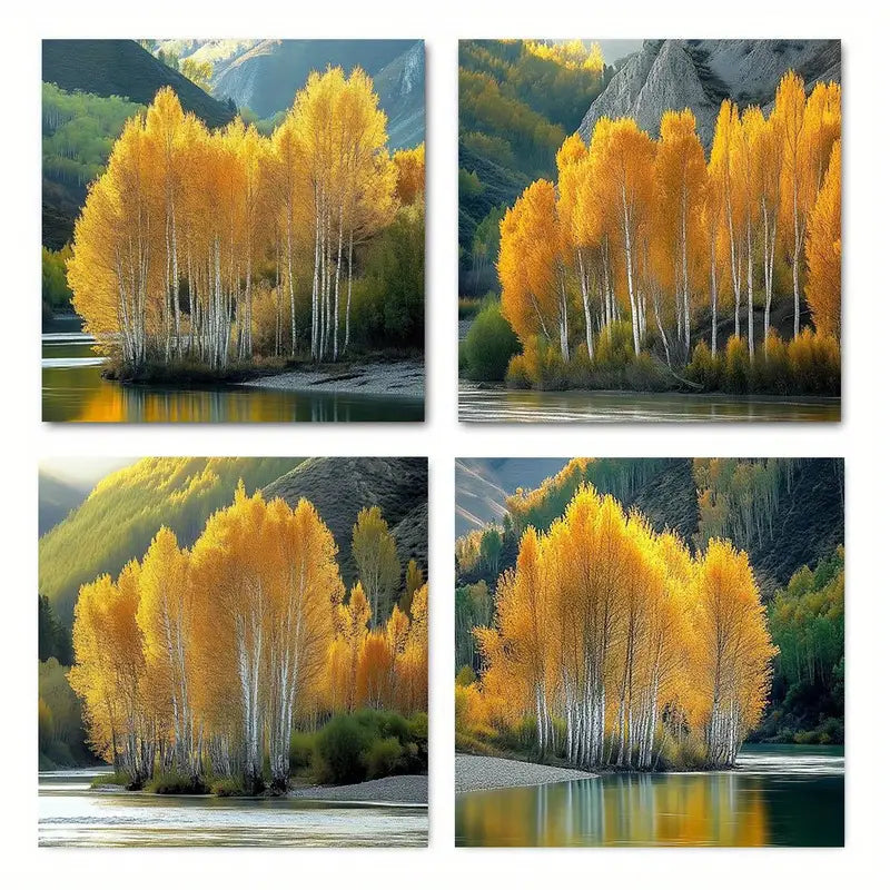 4pcs  Romantic Tulip Sunset Suitable Wall Art Canvas Framed