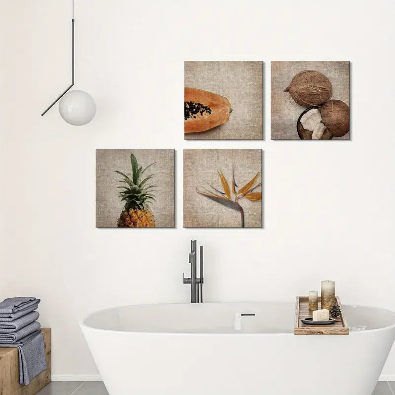 4pcs  Fruit Kitchen Decor For Dining  Wall Art Canvas Framed