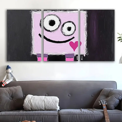 3pcs Pink Box Heart Design Poster Wall Art Set Canvas Framed 50x70cm - High Quality Print 100% Australian Made Wall Canvas Ready to Hang
