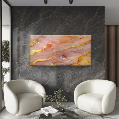 Abstract Pastel Pink Agate Wall Art Canvas Office Home Room Framed 120x60cm