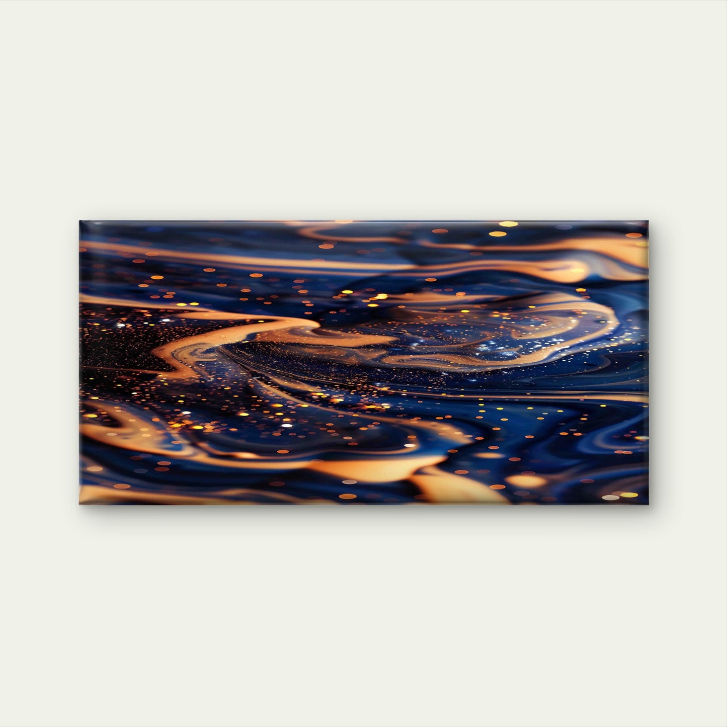 Luxury Abstract Gold and Blue Wall Art Canvas Office Home Room Framed 120x60cm