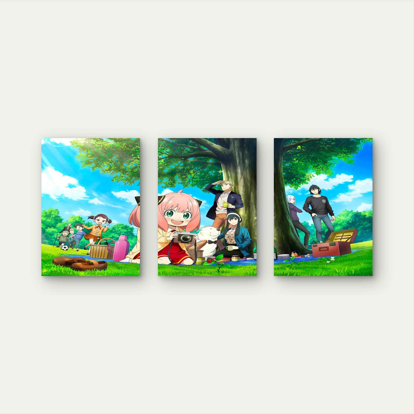 3pcs Whimsical Secret Agent Picnic Slice of Life Metal Print Ready to Hang Art