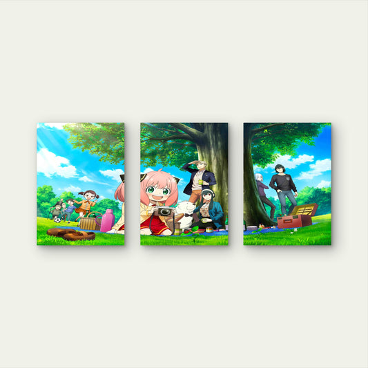 3pcs Whimsical Secret Agent Picnic Slice of Life Metal Print Ready to Hang Art