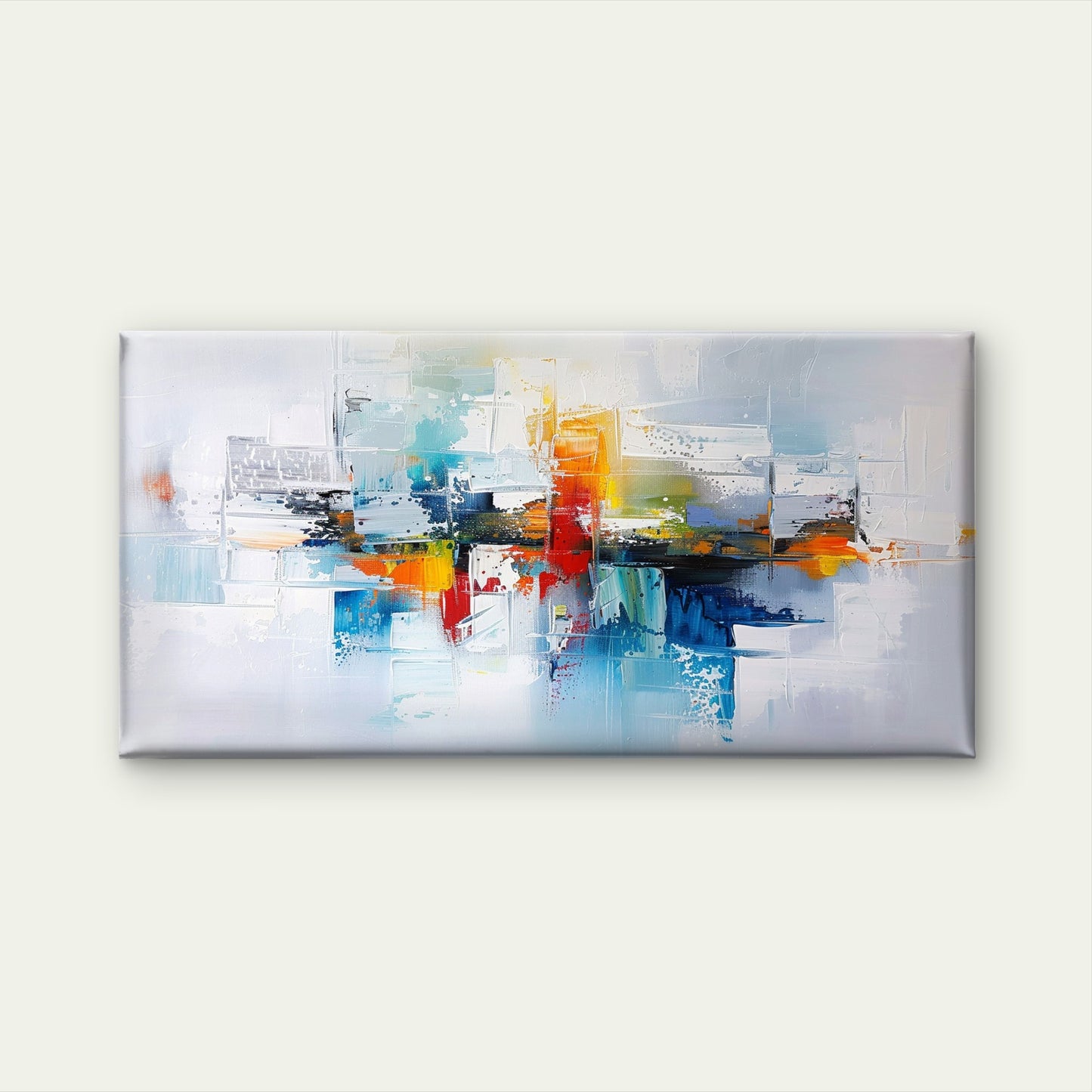 Colorful Abstract Brushstroke Wall Art Canvas Office Home Room Framed 120x60cm