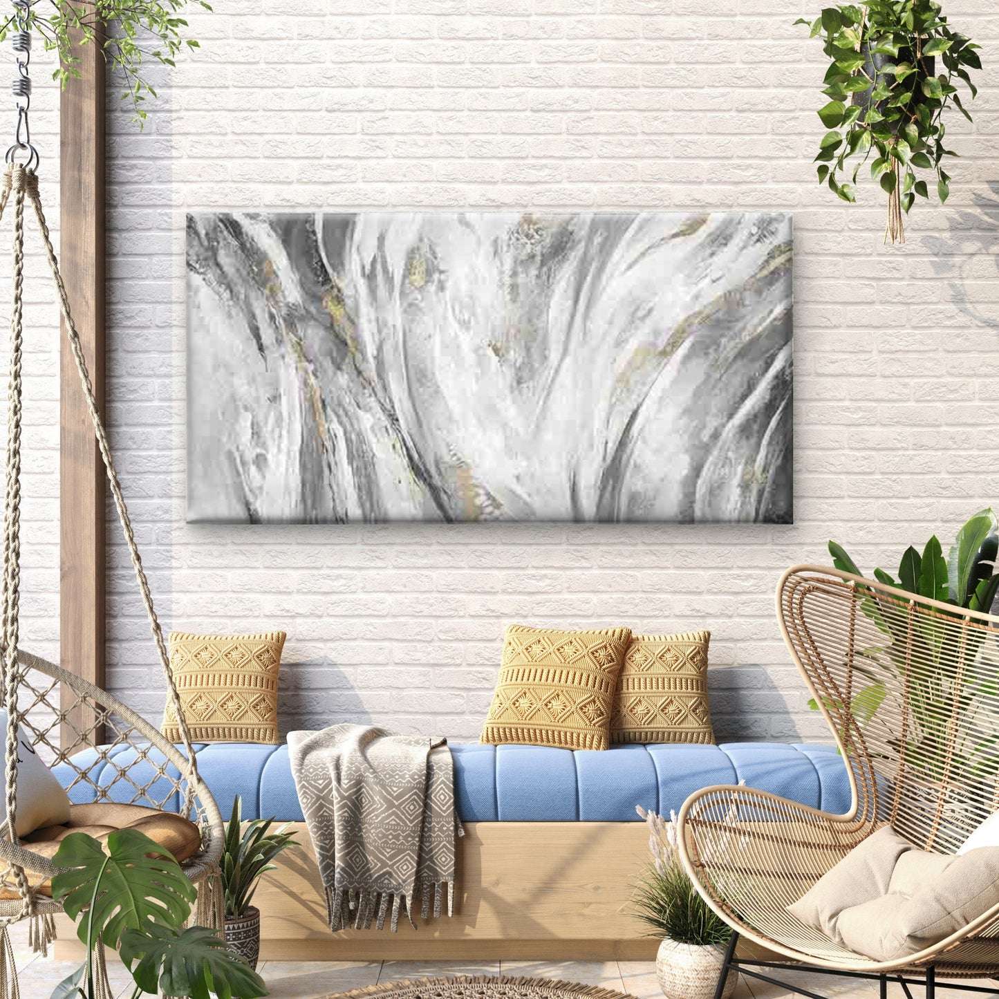 Abstract Art with Golden Accent Wall Art Canvas Office Home Room Framed 120x60cm