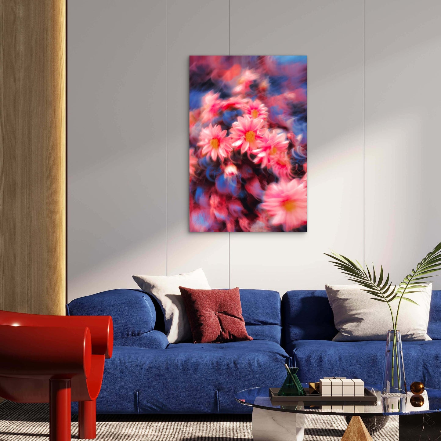 Blurry Pink Flowers with a Soft Focus Effect 40x60cm Metal Print Ready to Hang