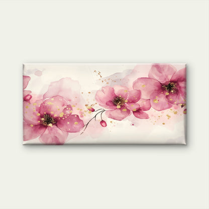 Pink Watercolor Flower Blossoms Wall Art Canvas Office Home Room Framed 120x60cm