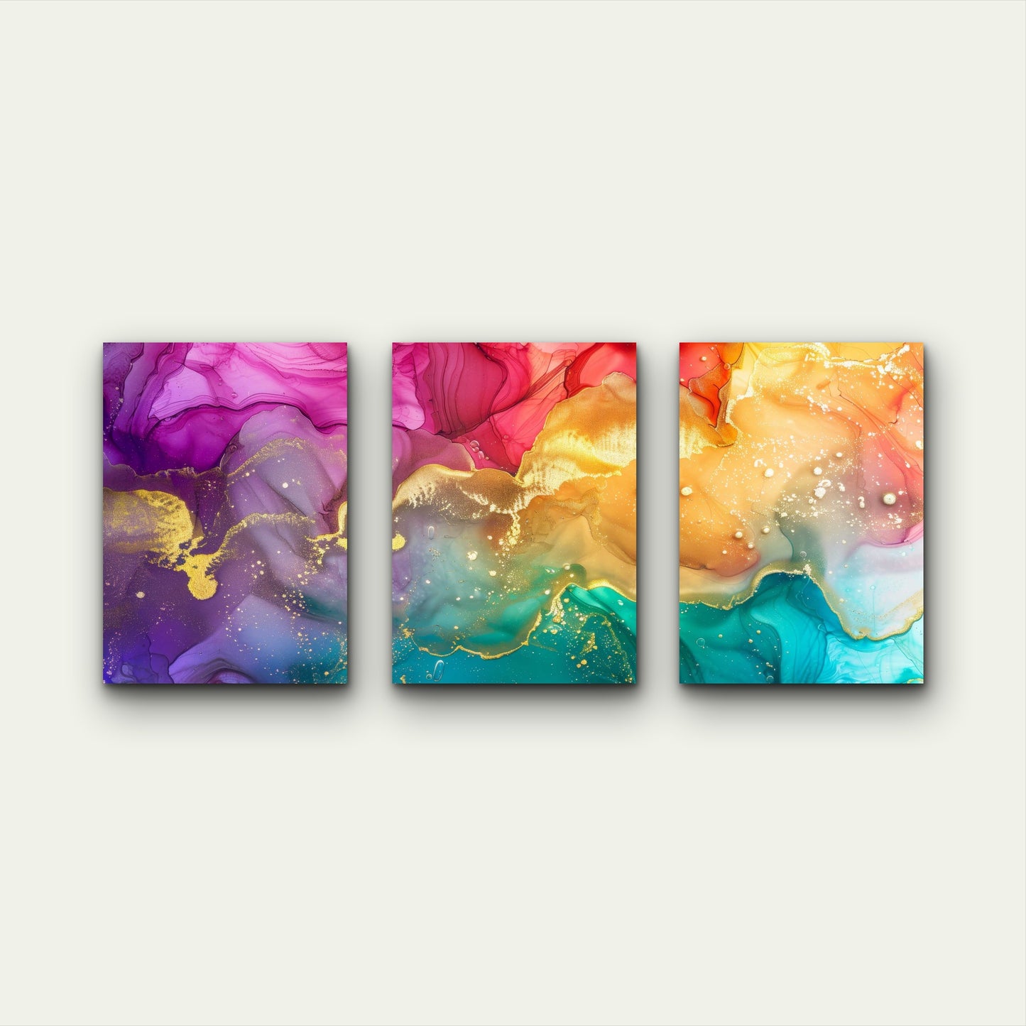 3pcs Where Purple Mists Meet Teal Waters Wall Art Set Canvas Framed 50x70cm - High Quality Print 100% Australian Made Wall Canvas Ready to Hang - Bella Home Decor