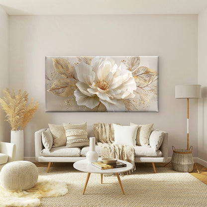 Elegant Golden Flower Petals Wall Art Canvas Office Home Room Framed 120x60cm