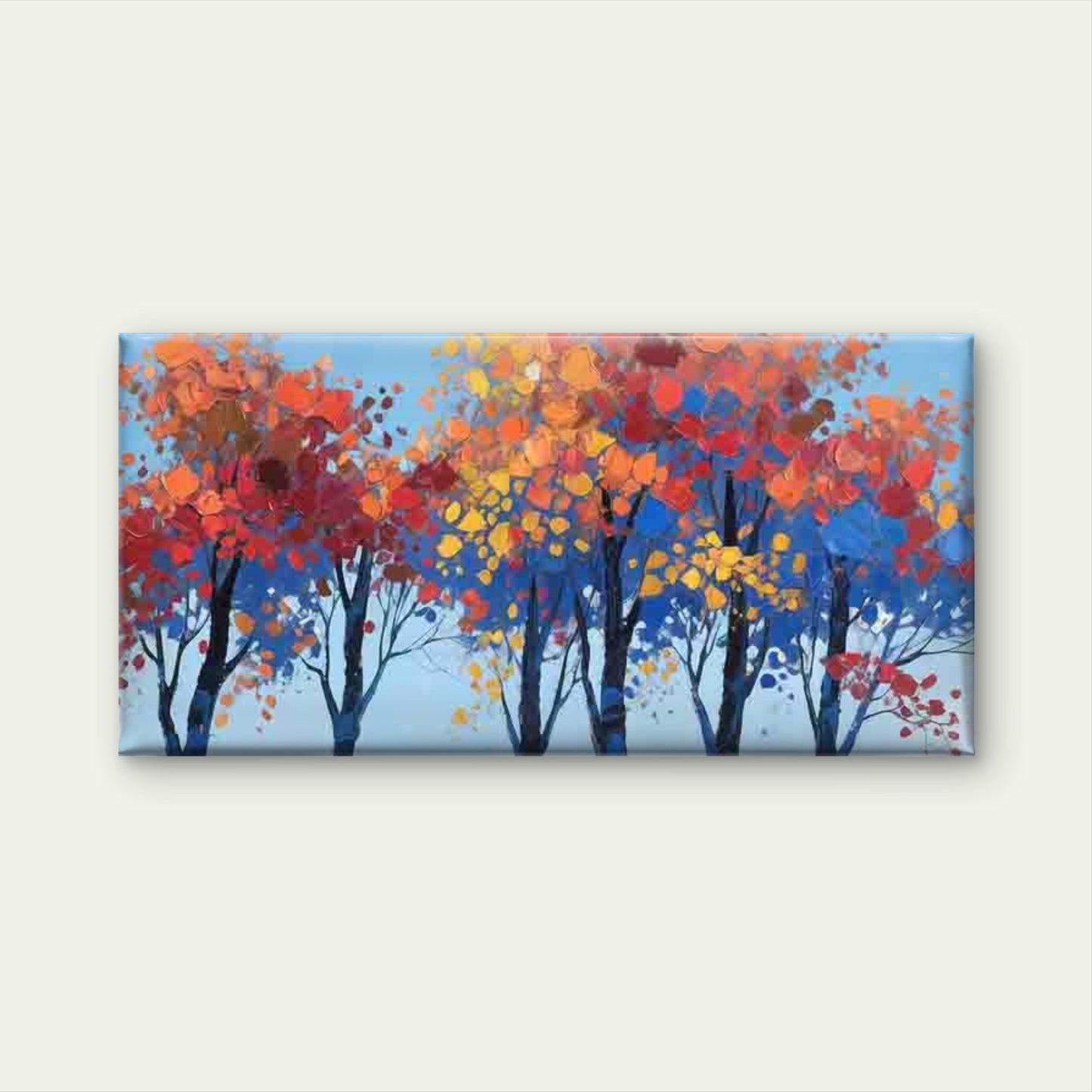 Abstract Painting Autumn Tree Wall Art Canvas Office Home Room Framed 120x60cm