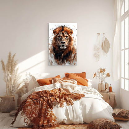 Watercolor Lion King Wild Animal Portrait 40x60cm Metal Print Ready to Hang