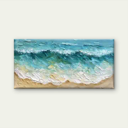 Ocean Waves And Sandy Beach Wall Art Canvas Office Home Room Framed 120x60cm