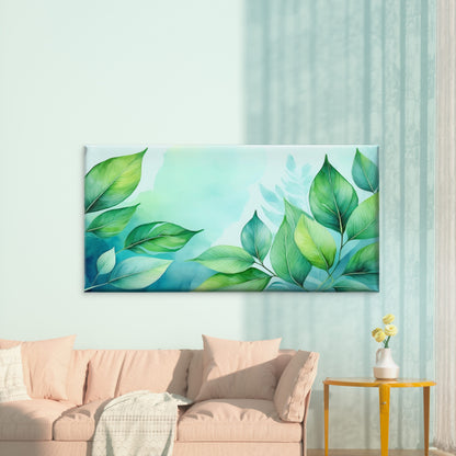 Green Leaf Watercolor Art Wall Art Canvas Office Home Room Framed 120x60cm - Bella Home Decor