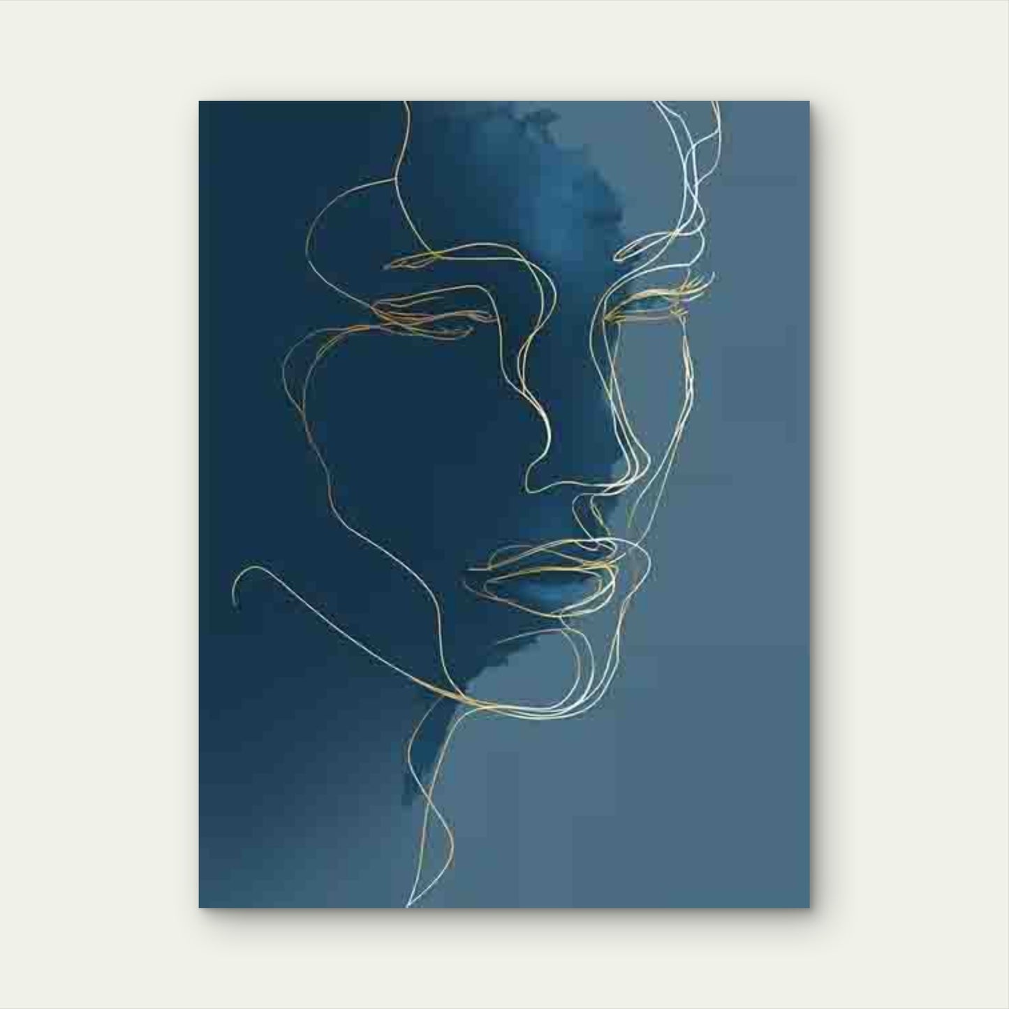 Abstract Woman Face Line Art Metal Print Ready to Hang