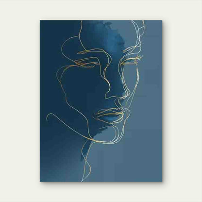 Abstract Woman Face Line Art Metal Print Ready to Hang