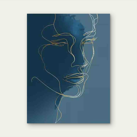 Abstract Woman Face Line Art Metal Print Ready to Hang