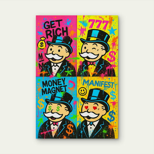 Neon Pop Money Manifestation Retro Street Art 40x60cm Metal Print Ready to Hang