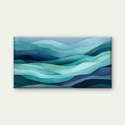 Teal Gradient Wave Pattern Wall Art Canvas Office Home Room Framed 120x60cm - Bella Home Decor