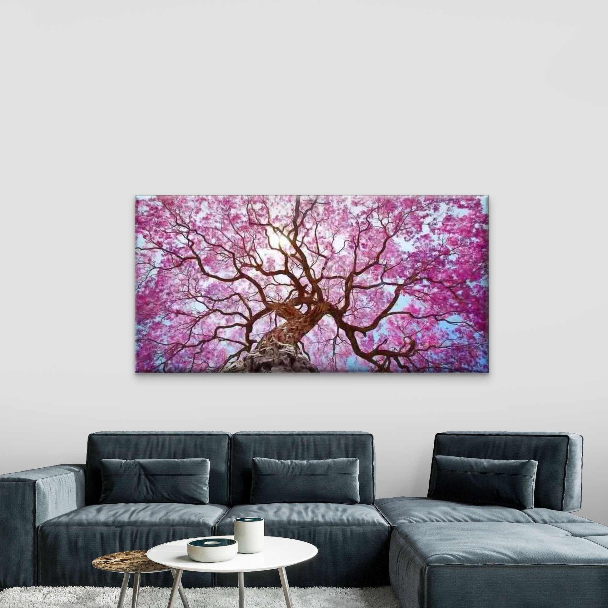Blooming Cherry Blossom Tree Wall Art Canvas Office Home Room Framed 120x60cm - Bella Home Decor