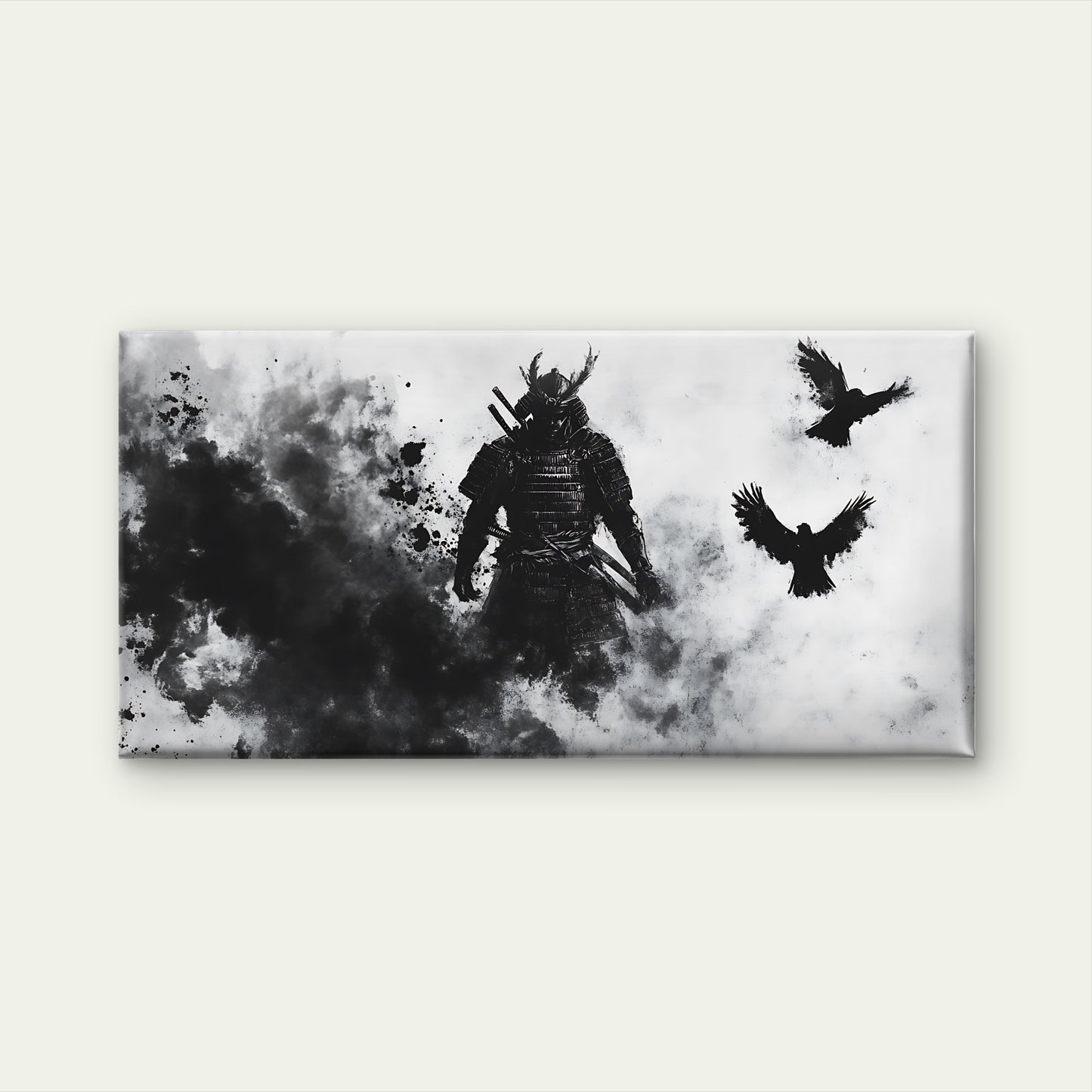 Warrior's Soul And Black Birds Wall Art Canvas Office Home Room Framed 120x60cm