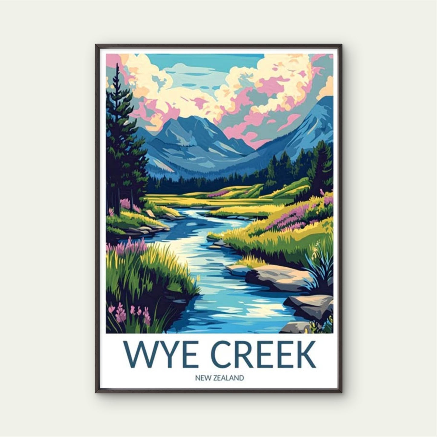 Winding Blue Stream Through Wye Creek Travel Poster Print Wall Art - Bella Home Decor