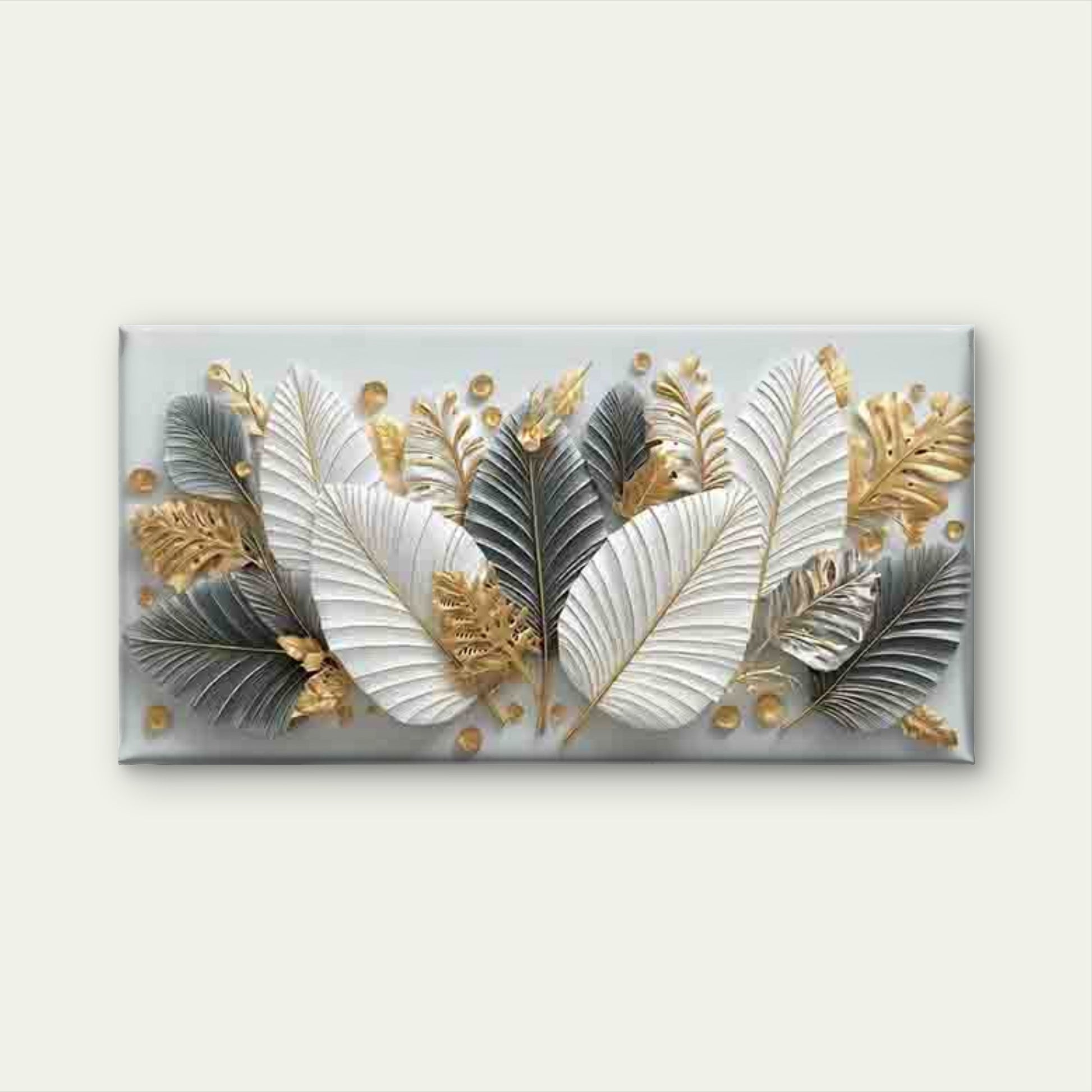 Golden And Colorful Leaves Wall Art Canvas Office Home Room Framed 120x60cm - Bella Home Decor