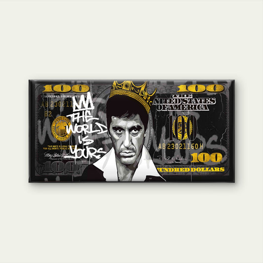 Crowned Mobster Cash Money Print Wall Art Canvas Office Home Framed 120x60cm