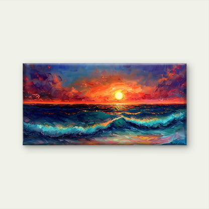 Colorful Ocean Sunset Art Wall Art Canvas Office Home Room Framed 120x60cm