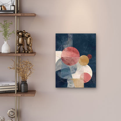 Navy Blue & Beige Abstract 60x90cm Metal Print Ready to Hang