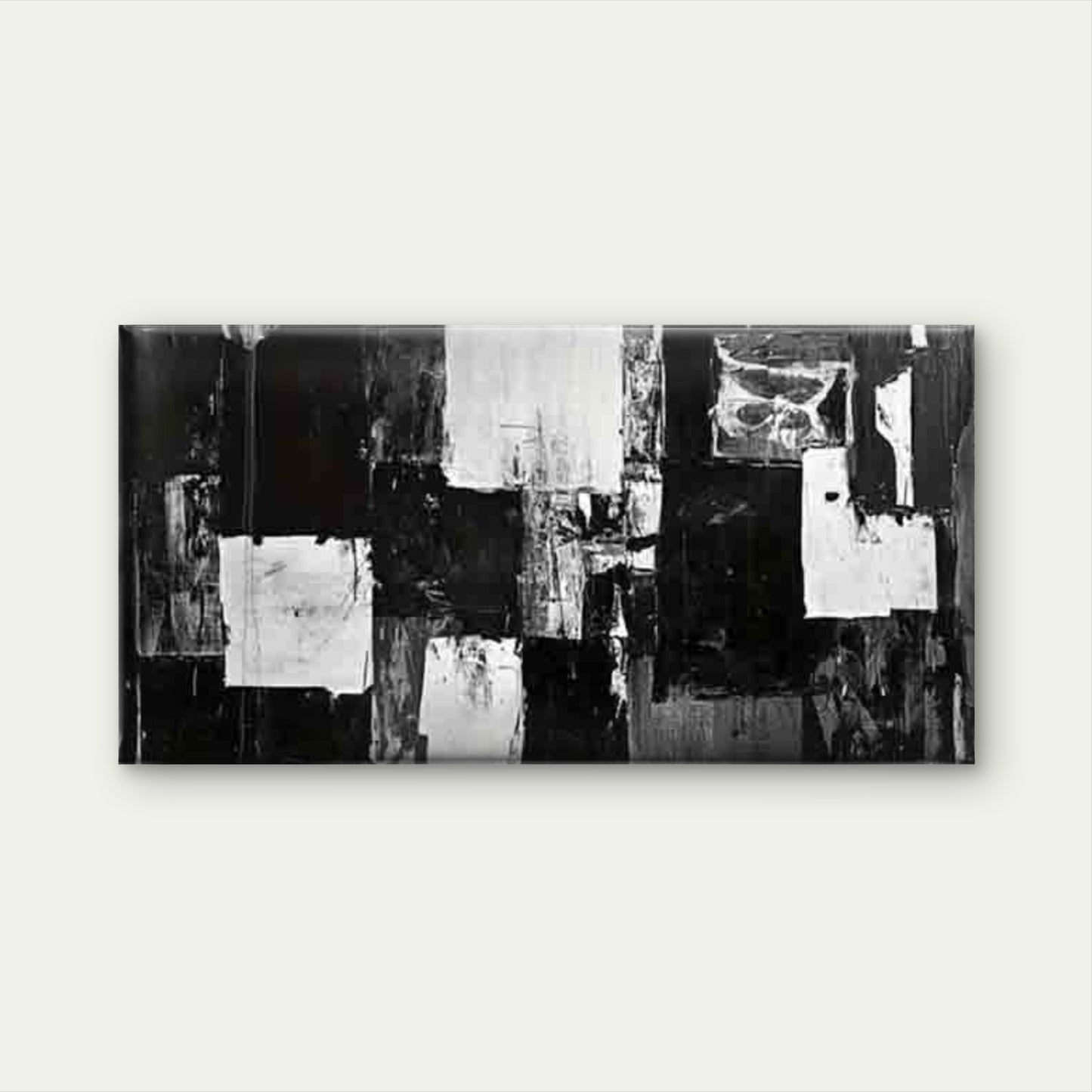 Abstract Black And White Wall Art Canvas Office Home Room Framed 120x60cm - Bella Home Decor