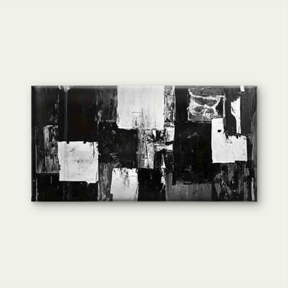 Abstract Black And White Wall Art Canvas Office Home Room Framed 120x60cm - Bella Home Decor