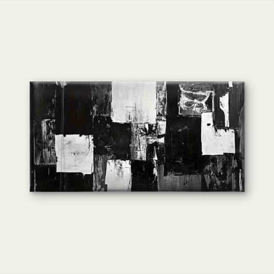 Abstract Black And White Wall Art Canvas Office Home Room Framed 120x60cm