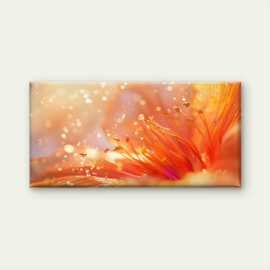 Vibrant Orange Petal Macro Wall Art Canvas Office Home Room Framed 120x60cm