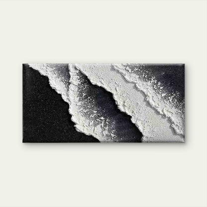 Abstract Black and White Ocean Wall Art Canvas Office Home Room Framed 120x60cm - Bella Home Decor