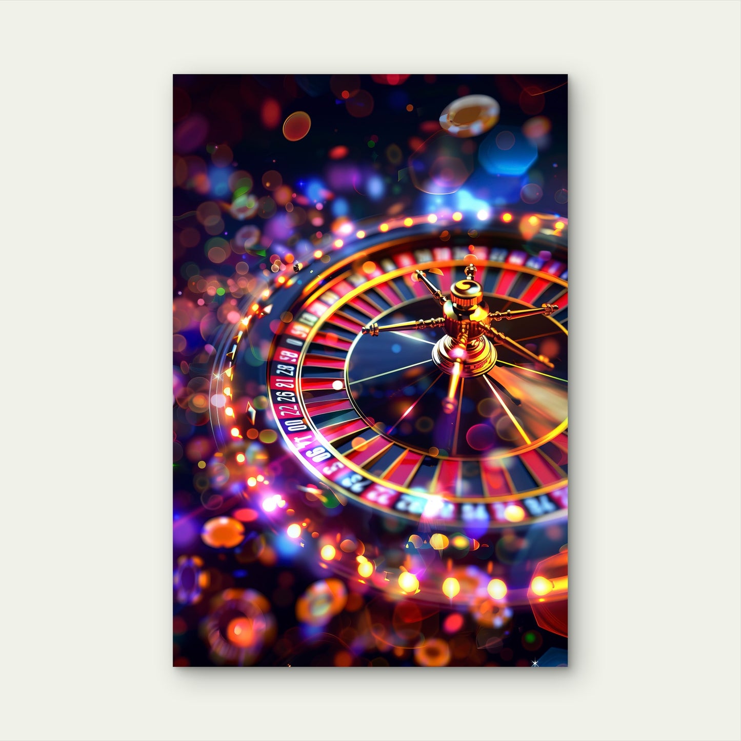 Casino Roulette Wheel Gambling Lights Poker 40x60cm Metal Print Ready to Hang