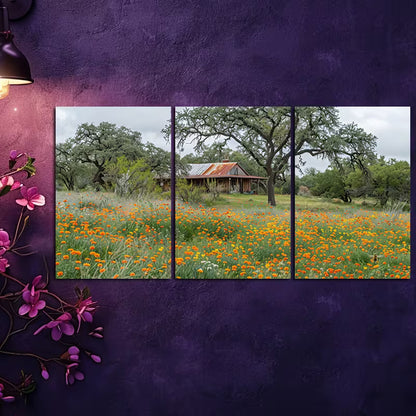 3pcs Home Decor Nestled in a peaceful valley Wall Art Set Canvas Framed 50x70cm - High Quality Print 100% Australian Made Wall Canvas Ready to Hang