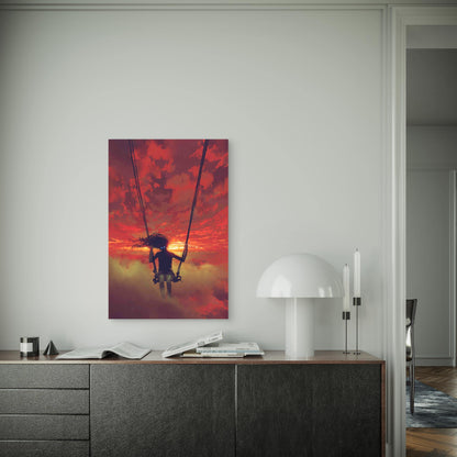 Mysterious Woman Sitting on the Swing in the Sky 60x90cm Metal Print Ready to Hang