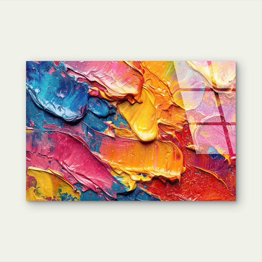 Abstract Thick Oil Paint Palette Acrylic Glass Printing Wall Art Australian Made Quality