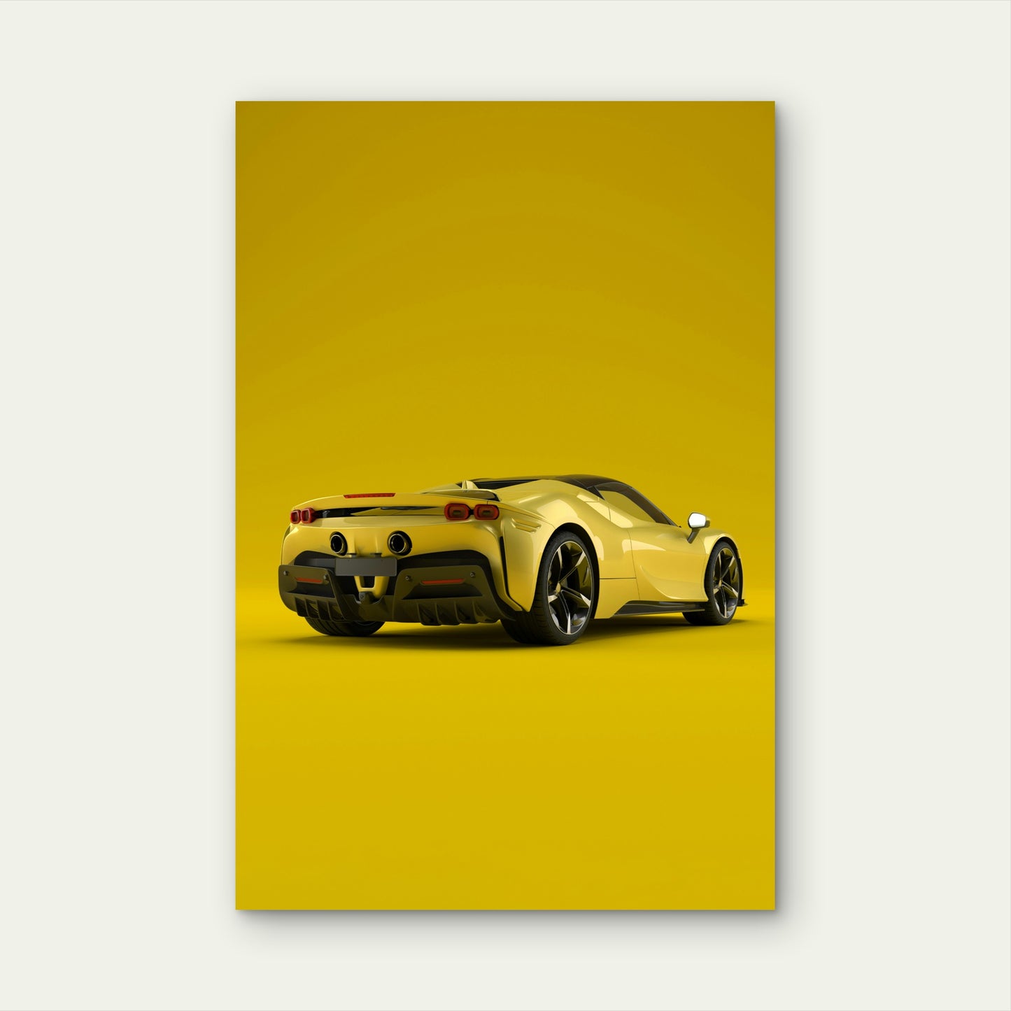Ferrari SF90 Spider Car On A Yellow Background 60x90cm Metal Print Ready to Hang