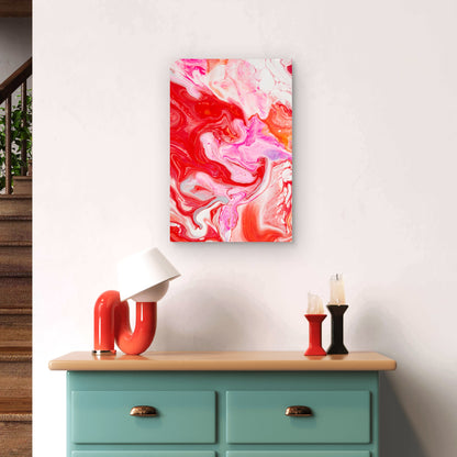 Red and Pink Fluid Swirls 40x60cm Metal Print Ready to Hang