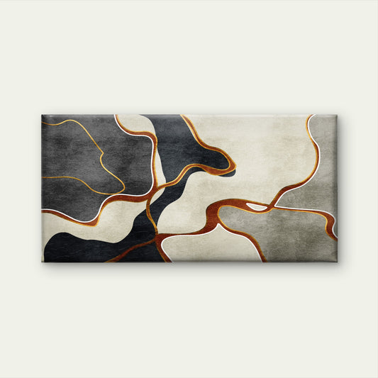 Modern Black Grey Beige Fluid Wall Art Canvas Office Home Room Framed 120x60cm