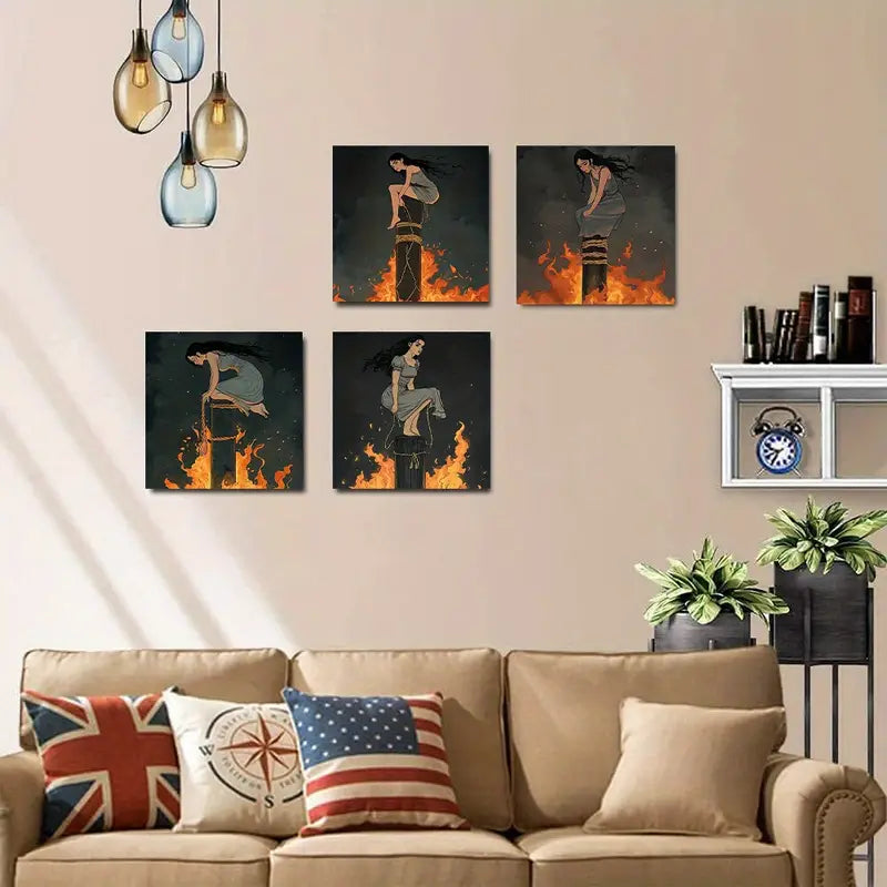 4pcs Her Arms Tie Room Decor Wall Art Canvas Framed - Bella Home Decor
