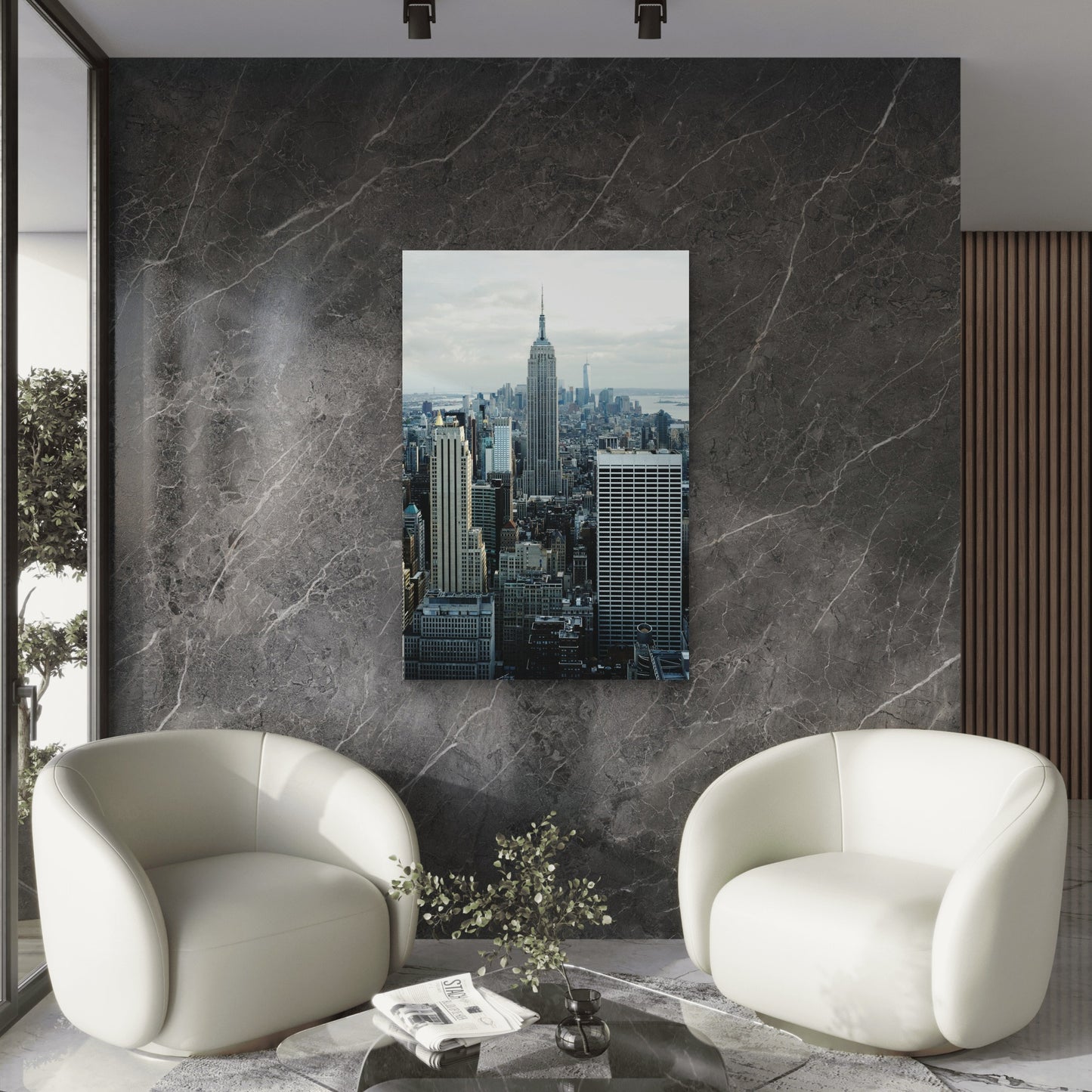 Manhattan Against Sky 40x60cm Metal Print Ready to Hang
